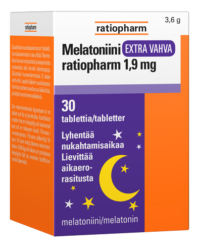 MELATONIINI EXTRA VAHVA RATIOPHARM 1,9 MG (1 × 30tabl) – Koivu Apteekki,  Tampere I Palvelua terveytesi hyväksi