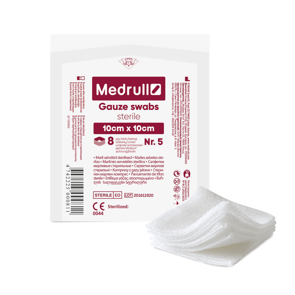 Medrull Gauze swabs sideharsotaitos 8krs 10cmx10cm (1 ? 5kpl ...?