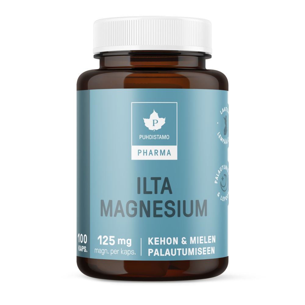 Puhdistamo Pharma Ilta Magnesium (1 × 100kaps) – Koivu Apteekki, Tampere I  Palvelua terveytesi hyväksi