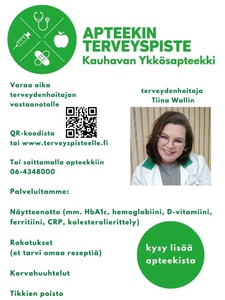 Apteekin Terveyspiste palvelee Kauhavan Ykkösapteekissa