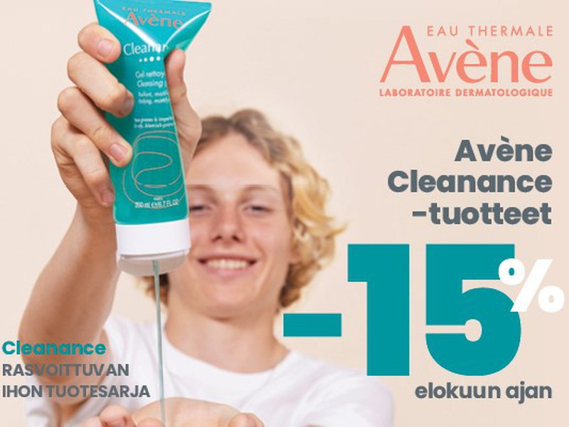 Avene Cleanance - rasvoittuvan ihon tuotesarjan tuotteet -15% elokuun ajan.