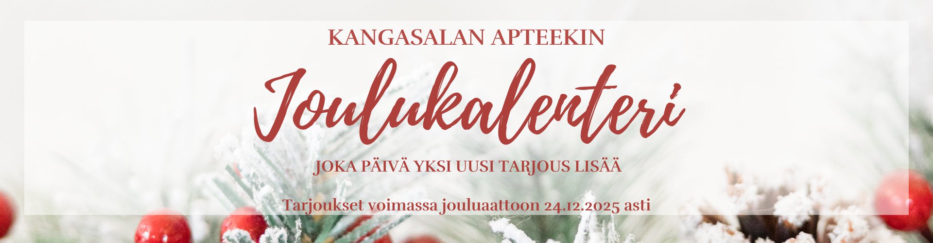Joulukuussa jokaisena päivä uusi erikoistarjous, voimassa jouluaattoon asti!