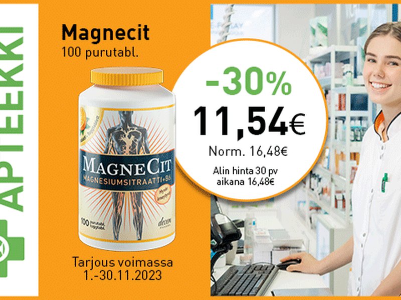 Marraskuun etuna Magnecit 100purutabl. -30%!