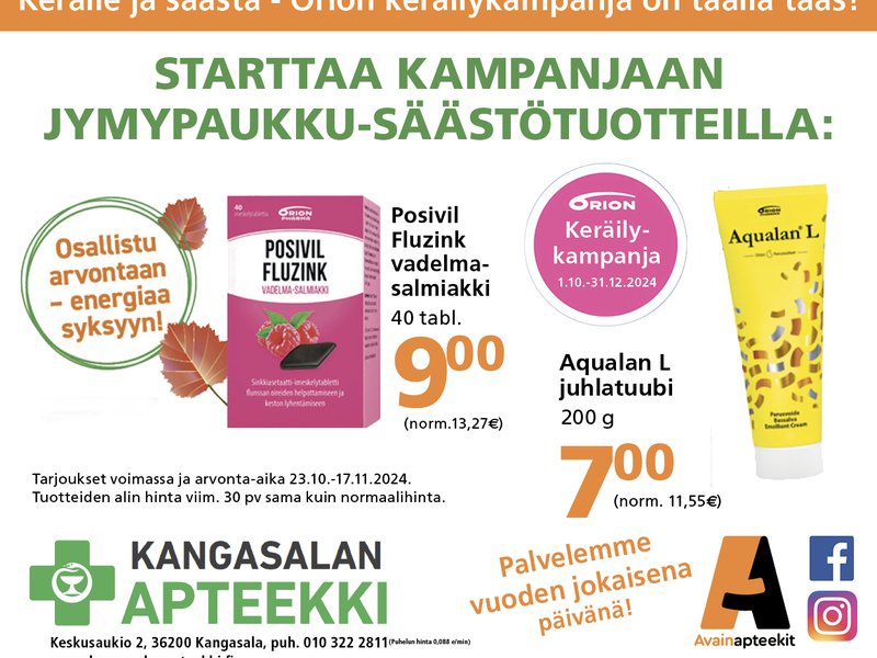 Keräile ja säästä Orionin tuotteilla.