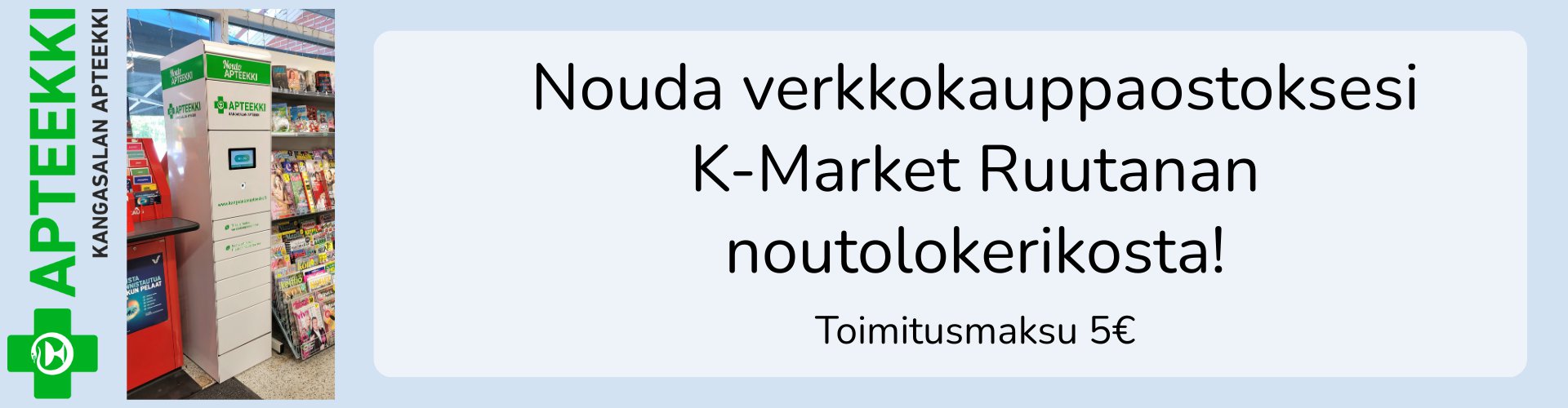 Nouda verkkokauppaostoksesi noutolokerikosta K-Market Ruutanasta!