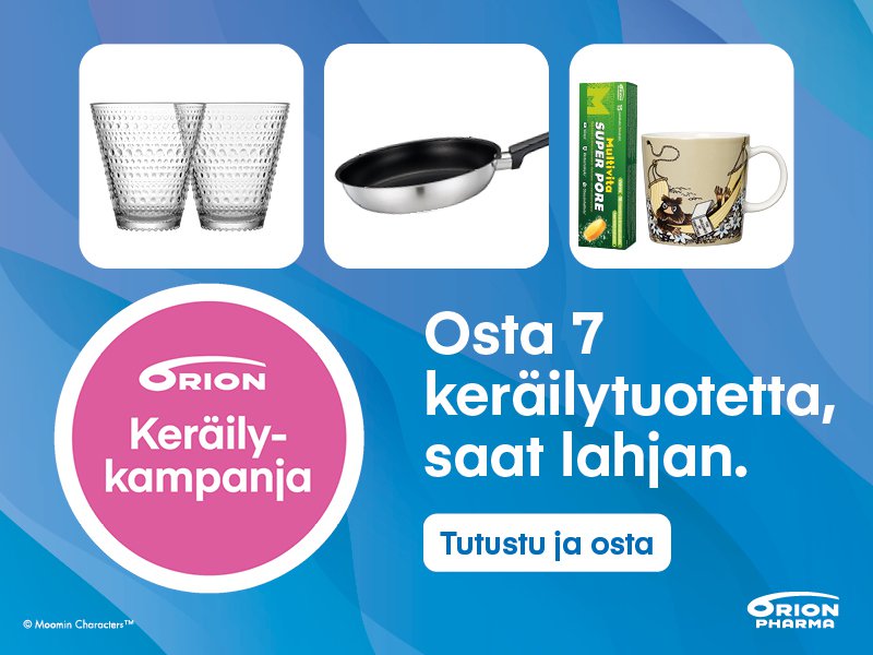 Orionin keräilykampanja, tuotelahja heti mukaan.