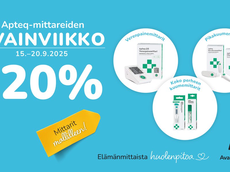 Avainviikolla Apteq-sarjan mittari -20% alennuksella 15.-.21.9.2025.
