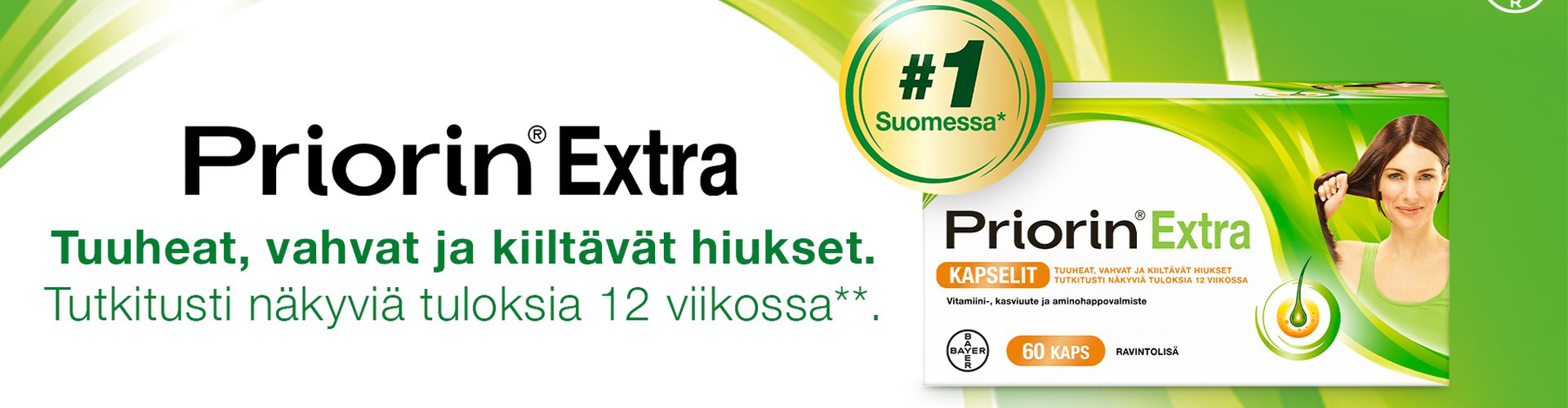 Priorin Extra on vitamiini-, kasviuute- ja aminohappovalmiste, joka on kehitetty hiusten kauneuden ylläpitoa silmälläpitäen. Tuloksia voit nähdä jo 3 kuukauden käytön jälkeen