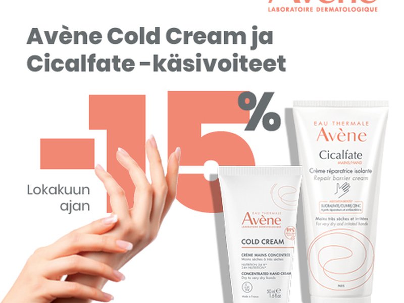 Tehokas käsivoide kuiville,halkeileville sekä ihoärsytyksistä kärsiville käsille.Avene hand cream with cold cream käsivoide imeytyy nopeasti eikä jätä rasvaista tunnetta.Voide sisältää sukralfaattia, joka tekee iholle suojakalvon (kestää useita vesipesuja