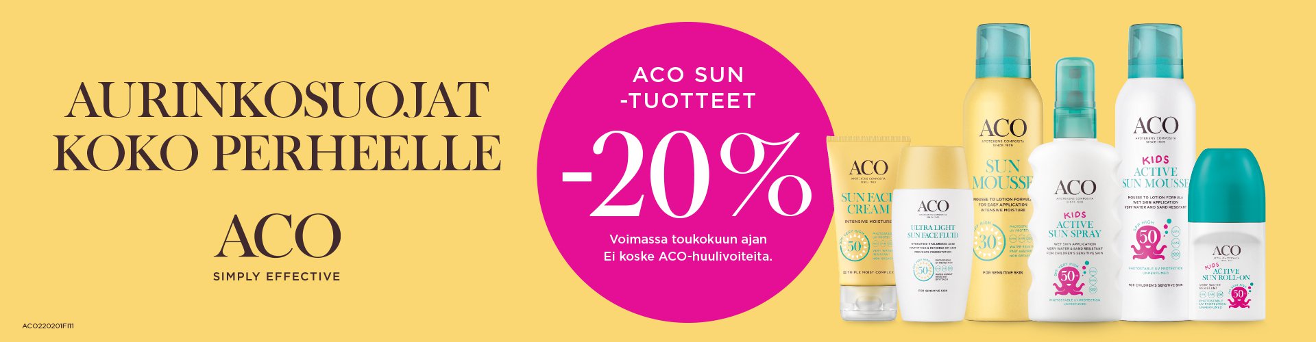 Aco Sun -aurinkotuotteet -20%