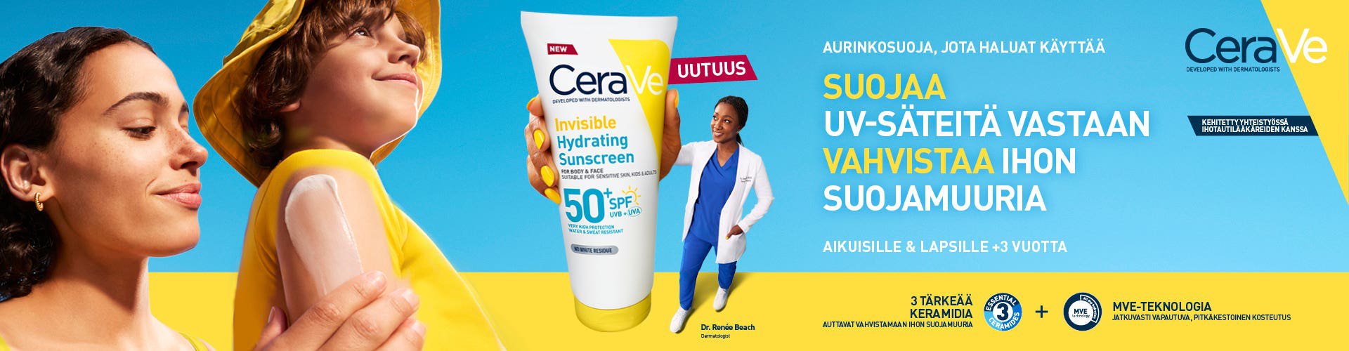 CeraVe-aurinkosuoja löytyy kaikille sekä kasvoille että vartalolle, mukaan lukien aurinkosuojat kuivalle ja rasvoittuvalle iholle, SPF30 ja SPF 50+, sekä herkälle iholle. Aurinkosuoja on tärkeä vaihe päivittäisessä ihonhoitorutiinissasi.Löydä ihollesi par