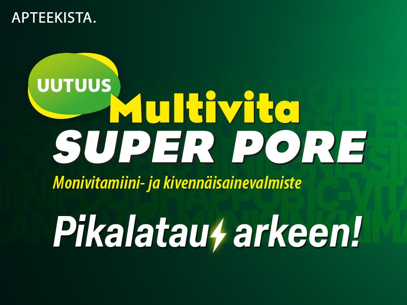 Multivita Super Pore Hyvänmakuisen porejuoman sisältämät vitamiinit ja kivennäisaineet auttavat jaksamaan, buustaavat vastustuskykyä ja henkistä suorituskykyä sekä pitävät stressitasot hallinnassa