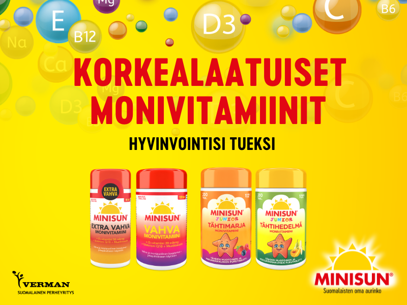 Minisun monivitamiinit on suomalaisille suunniteltuja, löydät niistä sopivan tuotteen niin aikuisille, lapsille kuin raskaana oleville <3