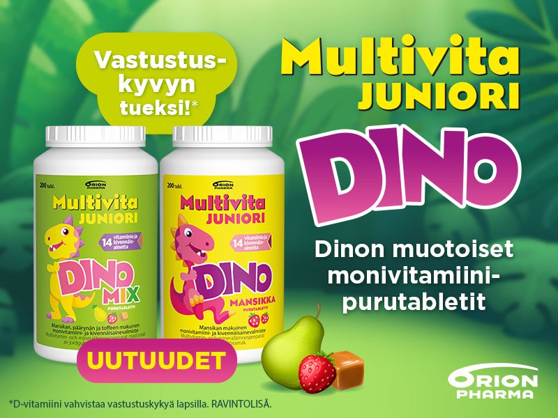 Lasten Multivita-ja DeviSol-suosikkivitamiinit tukevat vastustuskykyä ja antavat puhtia pienimpien päivään.Monipuoliset ja hyvänmakuiset vitamiinivalmisteet on suunniteltu muksujen makuun.Ne ovat hauskasti nallen ja dinon muotoisia sekä maistuvat hyvältä