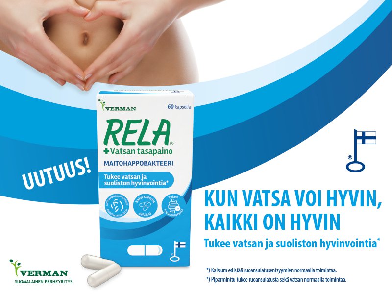 Tuote on suunniteltu tukemaan vatsan ja suoliston hyvinvointia.Pakkauksessa lukee Uutuus! sekä Tukee vatsan ja suoliston hyvinvointia.Tuote sisältää maitohappobakteereita, ja pakkauksen mukaan kalsium edistää ruoansulatusentsyymien normaalia toimintaa.