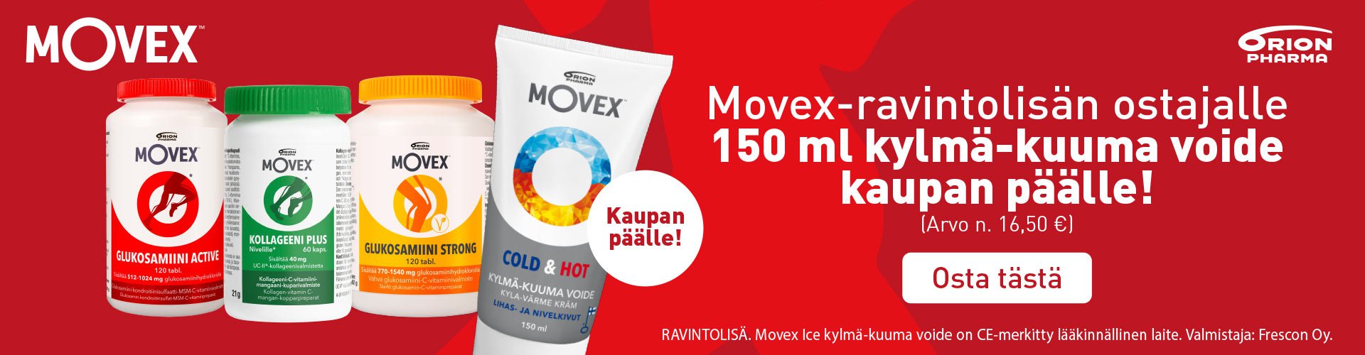 Movex Glukosamiinin ostajalle kaupanpäällinen!