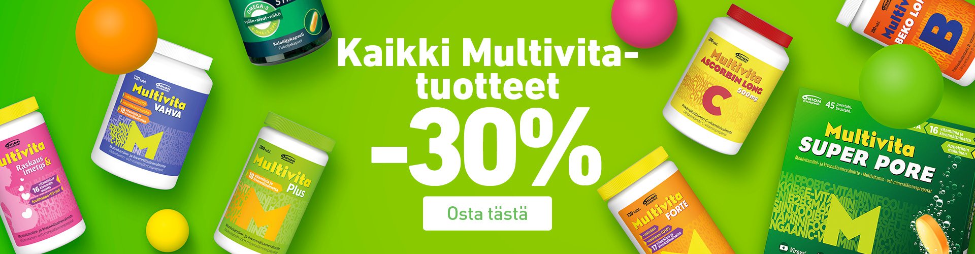 Multivita vitamiinit edullisesti koko perheelle!