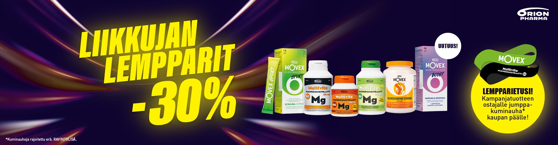 Multivita magnesium ja movex tuotteet halvalla ja kuminauha kaupan päälle.