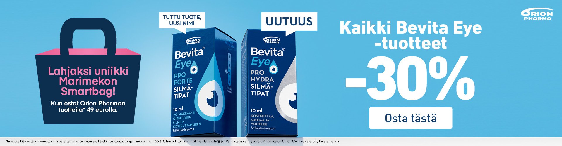 Kuivan silmän hoitotuotteita halvalla!