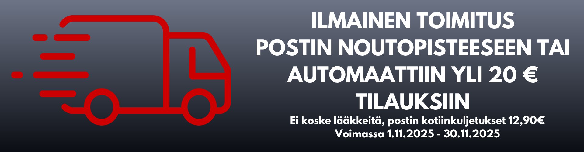 ilmaiset toimitukset nyt marraskuussa!