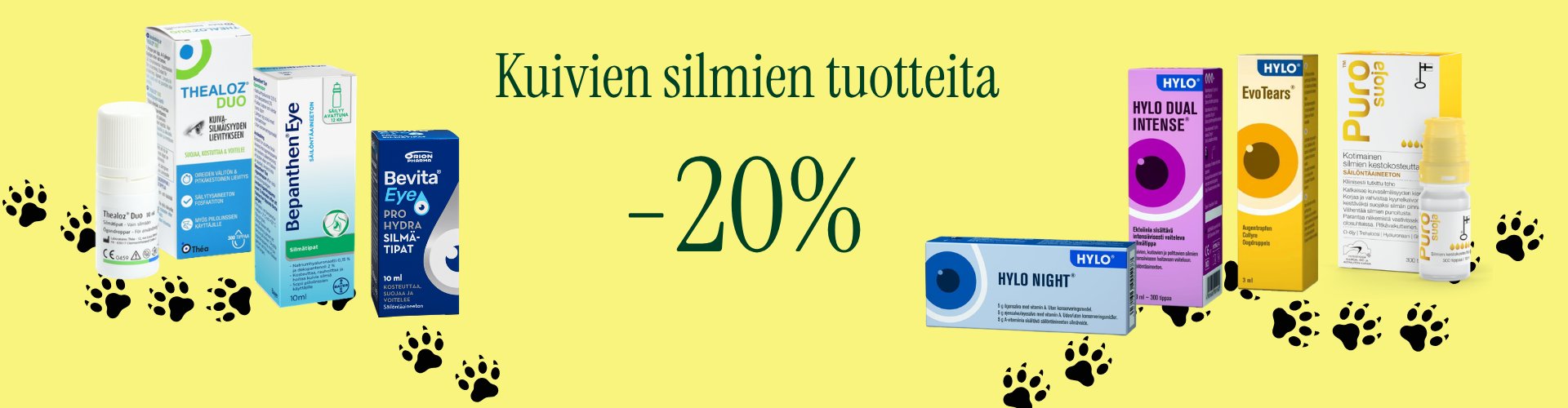 Paljon kuivan silmän hoitotuotteita edullisesti!