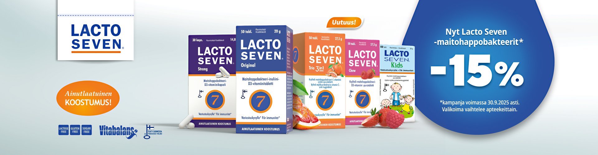 Lacto Seven maitohappobakteerit edullisesti!