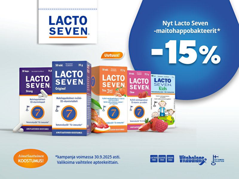 Lacto Seven maitohappobakteerit edullisesti!