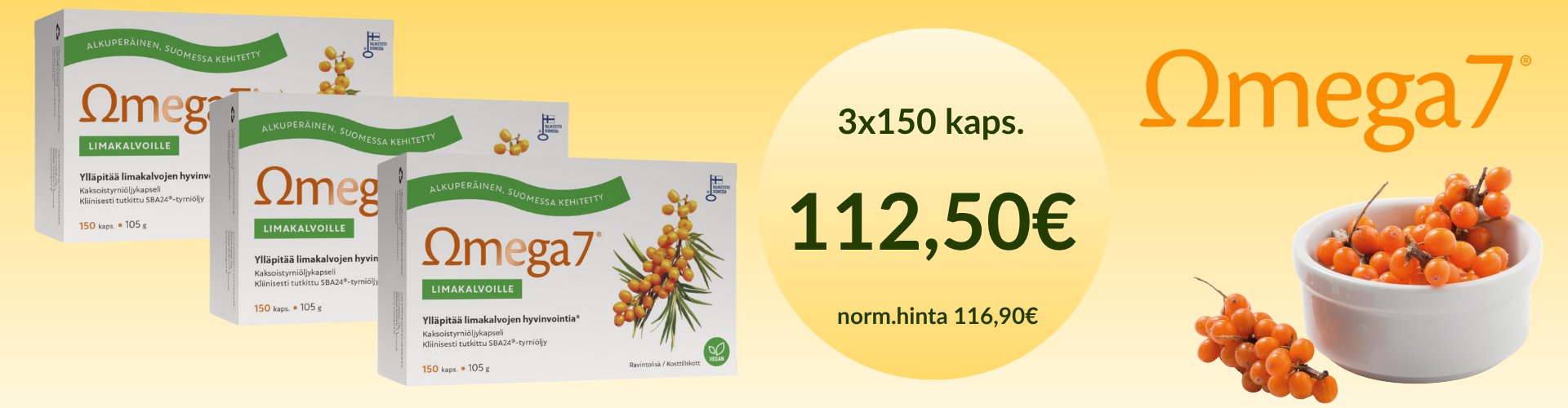 Alkuperäinen Omega 7 tyrniöljykapselit halvalla!