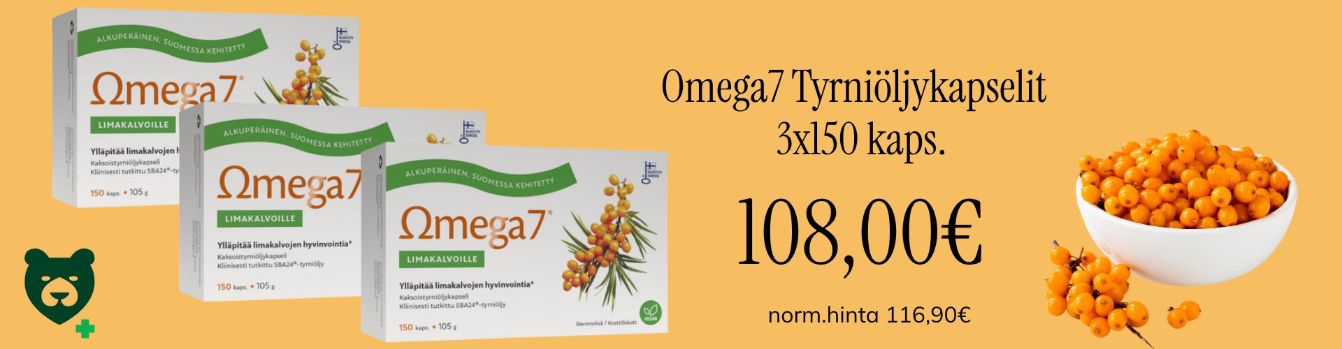 Aito kotimainen tyrniöljykapseli halvalla.