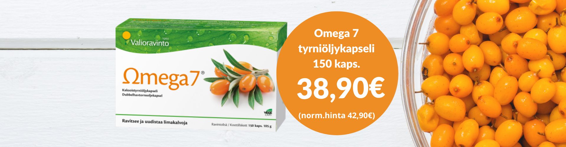 Omega7 Tyrniöljykapselit edulliseen hintaan!