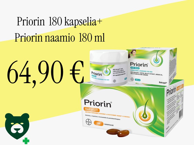 Priorin 180 kapselit halvalla ja hiusnaamio kaupan päälle!