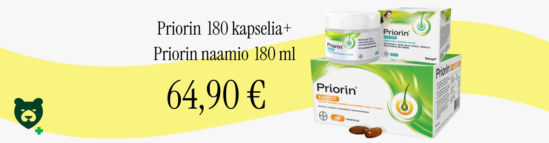 Priorin 180 kapselit halvalla ja hiusnaamio kaupan päälle!