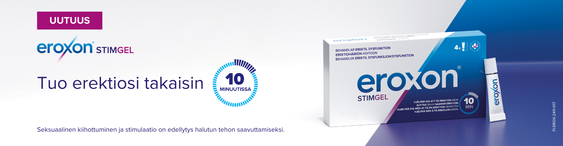Eroxon Stimgel CE2797, lääkinnällinen laite Valmistaja: Futura Medical Developments