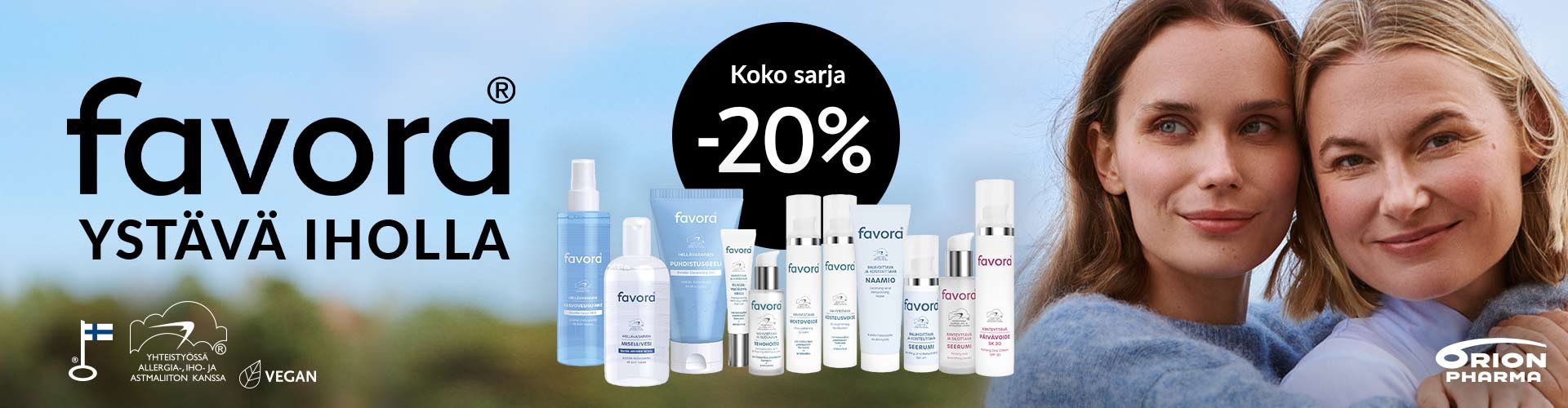 Favora on tehokas ja hellä ihonhoitosarja herkälle iholle. Sarjasta löytyy ihoa puhdistavia, rauhoittavia, vahvistavia, kiinteyttäviä ja suojaavia tuotteita. Hoitotuotteiden perustana on tarkkaan valitut ja puhtaat raaka-aineet. Syyskuun ajan -20%