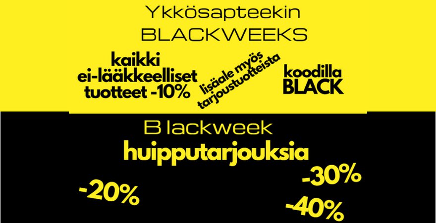 Apteekin Black Friday Black Weeks tarjouksia