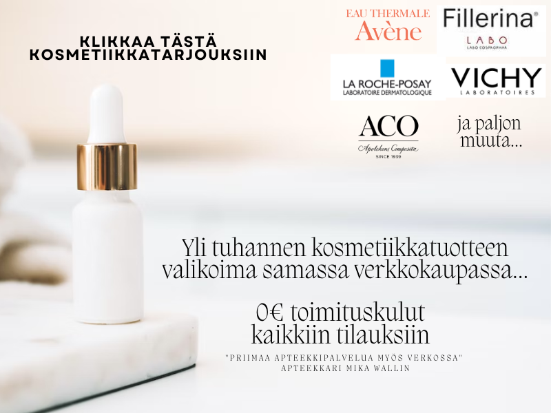 Vichy Avene Aco kosmetiikkatarjoukset apteekkiverkkokauppa