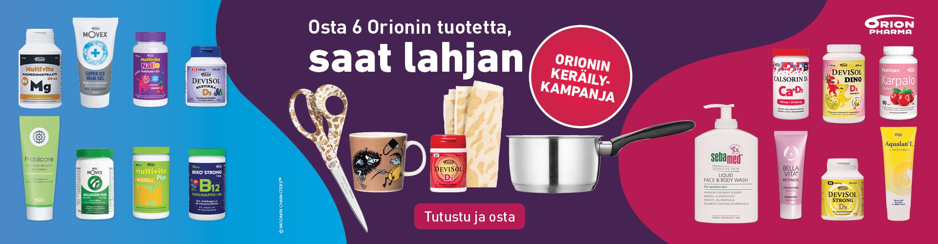 Orionin keräilykampanja, osta 6 tuotetta, saat lahjan
