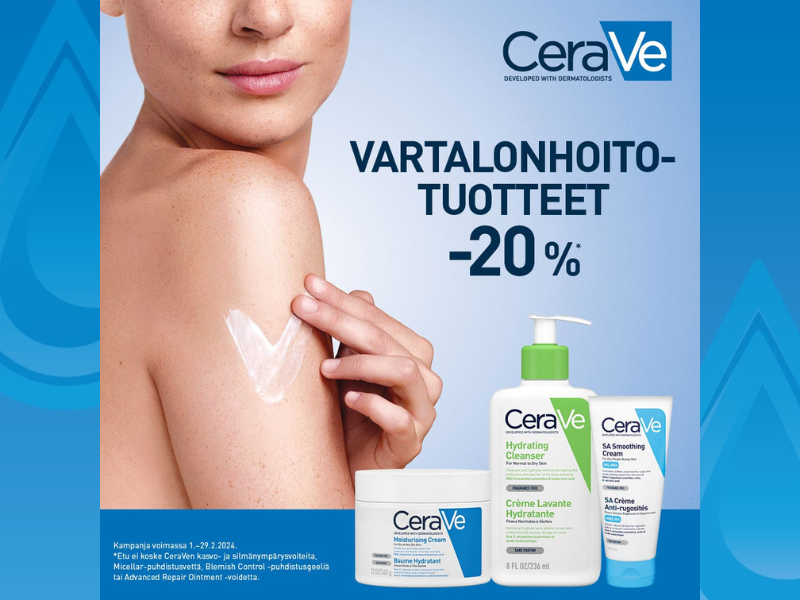 CeraVe vartalonhoitotuotteet -20% tarjouksessa