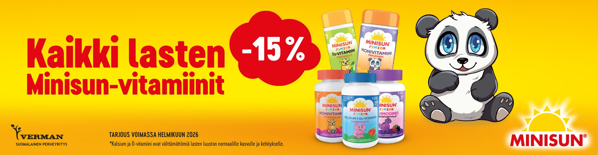 Minisun lasten vitamiinit -15% tarjous