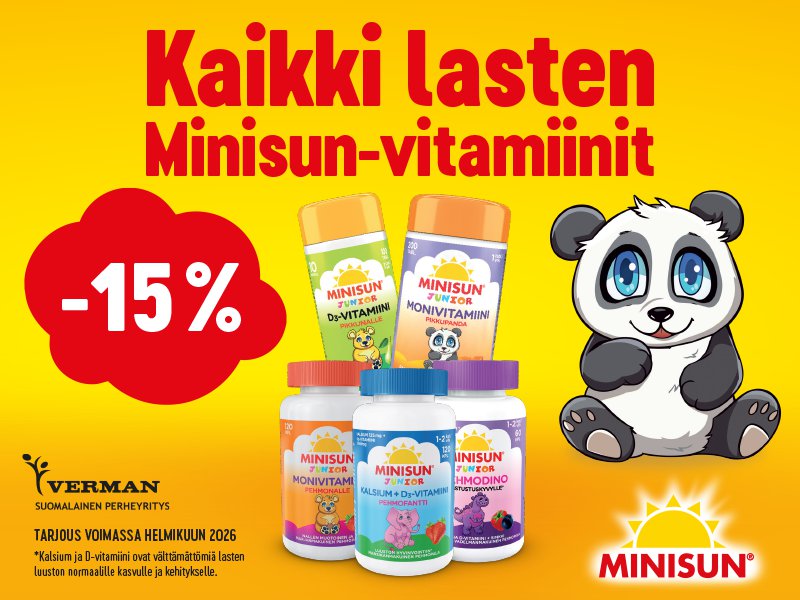 Minisun lasten vitamiinit -15% tarjous
