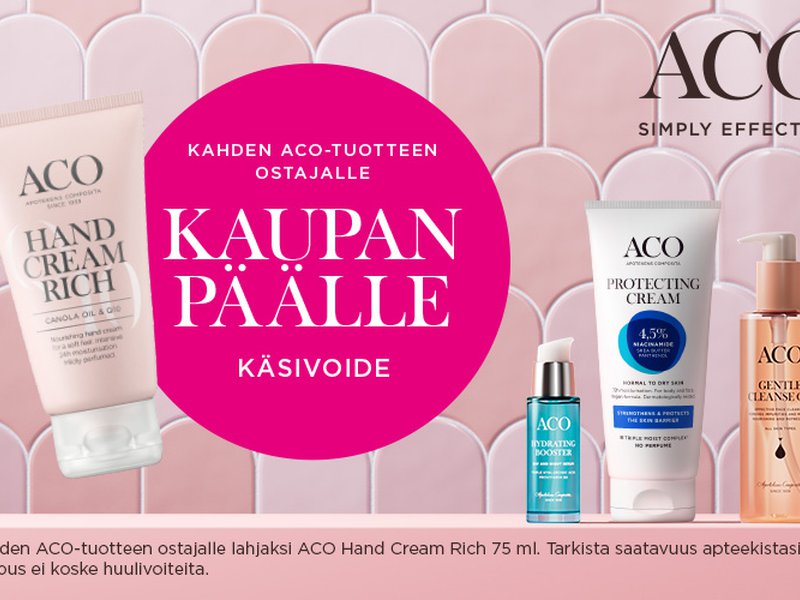 Aco party kaupanpäälle käsivoide kahden tuotteen ostajalle