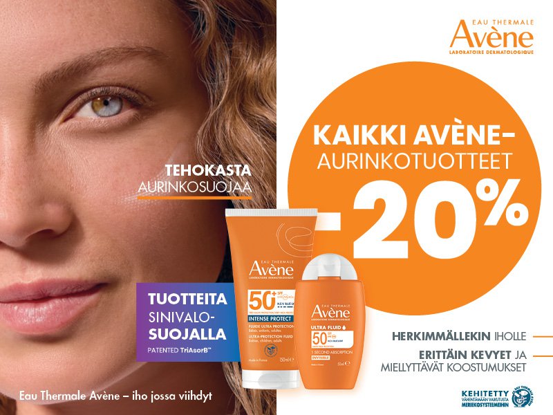 Avene sun aurinkotuotteet ale apteekissa. Aurinkuojatuotteet kaikkiin tarpeisiin.