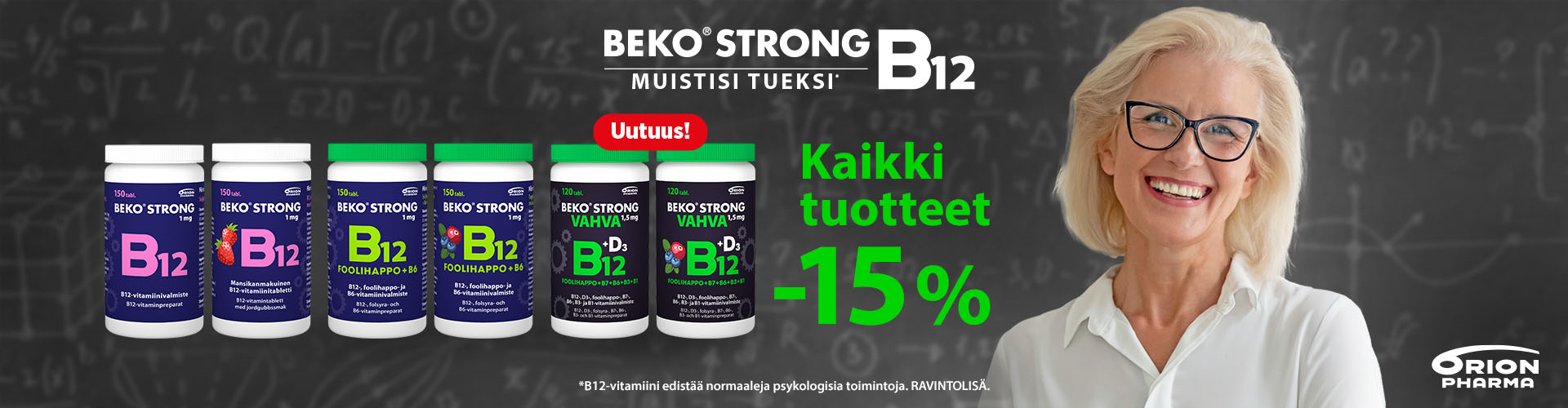 beko strong b 12 vitamiini muistin tueksi purutabletti nieltävä tabletti 150