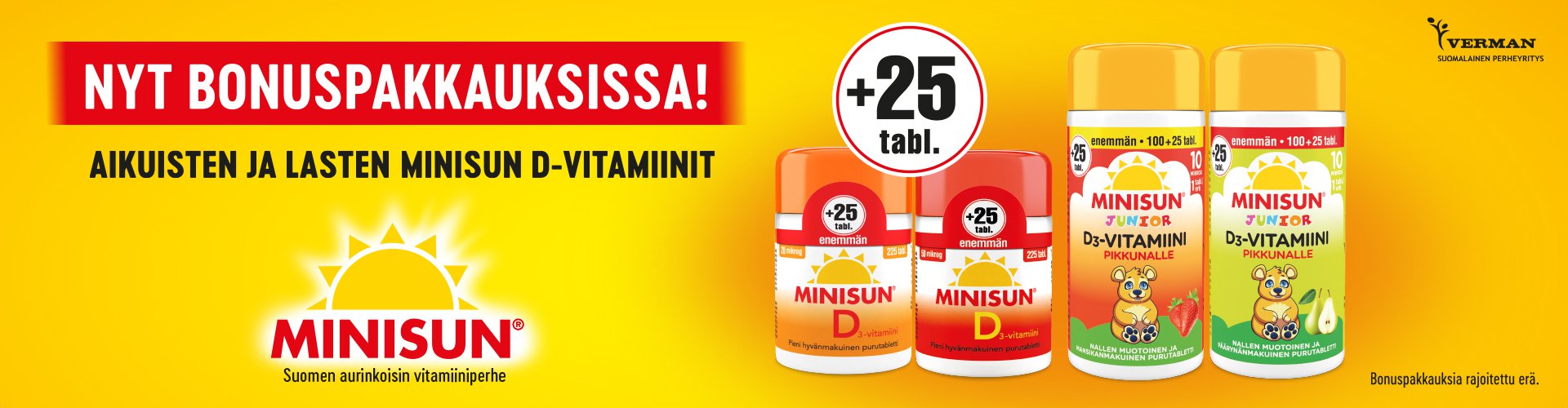 Minisun d-vitamiini bonuspakkaukset apteekista