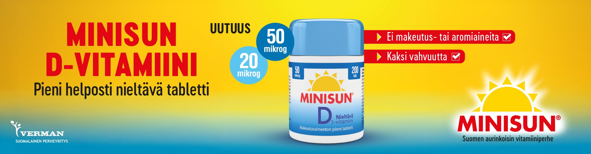 Minisun nieltävä D-vitamiini uutuus apteekissa