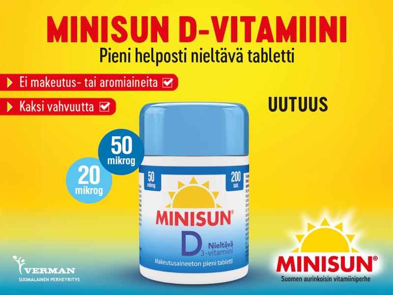 Minisun nieltävä D-vitamiini uutuus apteekissa