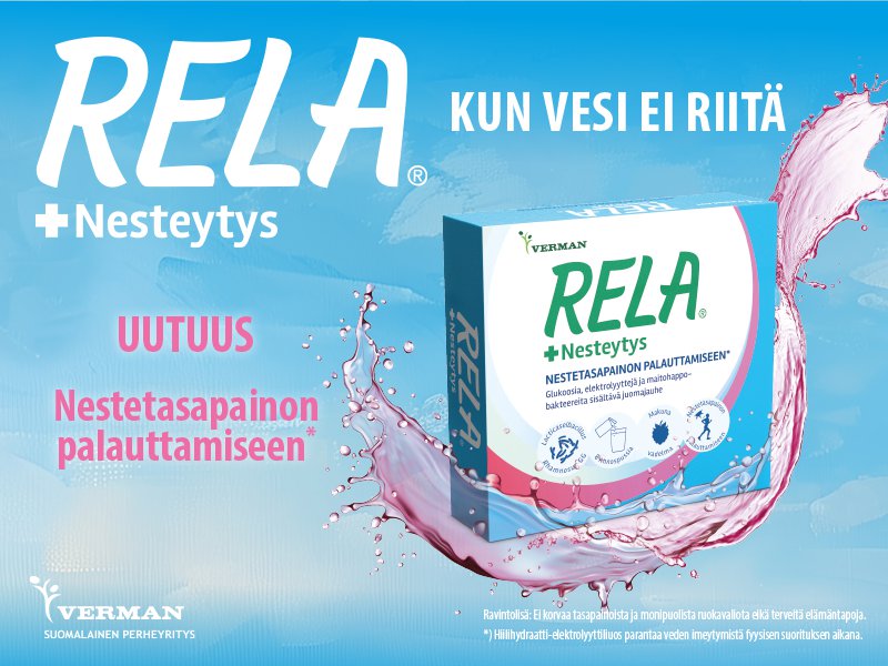 Uutuus apteekista Rela Nesteytys nestetasapainon palauttamiseen